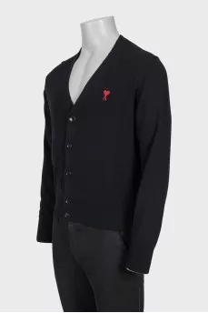 Men's black cardigan with brand logo