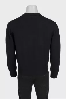 Men's black cardigan with brand logo