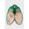 Green suede high heels