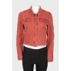 Red denim buttoned jacket