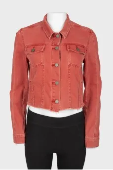 Red denim buttoned jacket