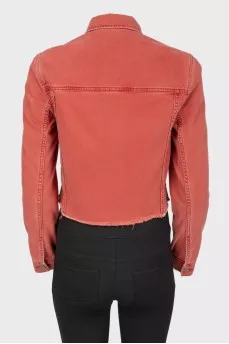 Red denim buttoned jacket