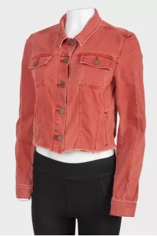 Red denim buttoned jacket
