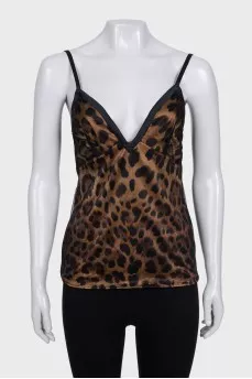 Black animal print tank top