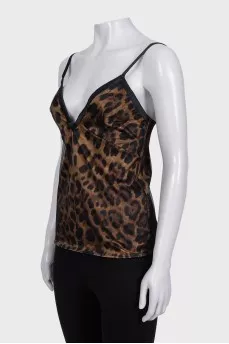 Black animal print tank top