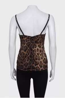 Black animal print tank top