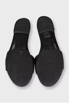 Leather flip flops with logo
