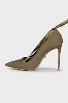 Textile lace-up shoes
