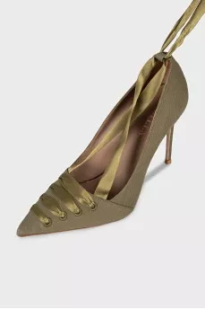 Textile lace-up shoes