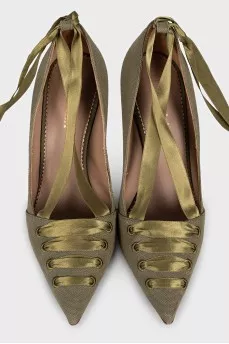 Textile lace-up shoes