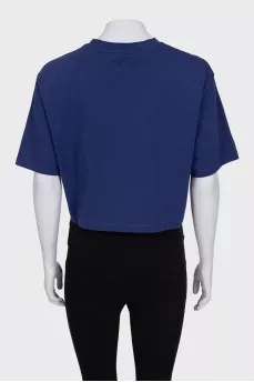 Blue cropped t-shirt with logo