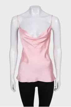 Pink silk top with thin straps