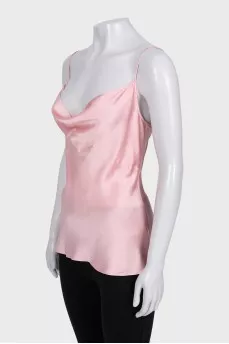 Pink silk top with thin straps
