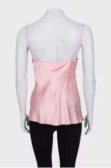 Pink silk top with thin straps