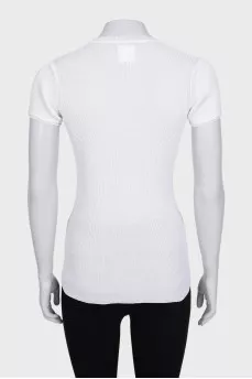 White fitted t-shirt with brand logo
