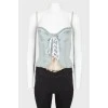 Jeans corset top on lacing