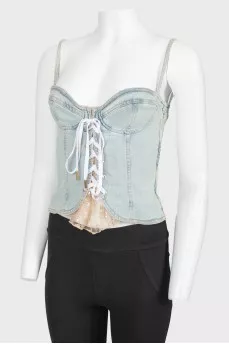 Jeans corset top on lacing