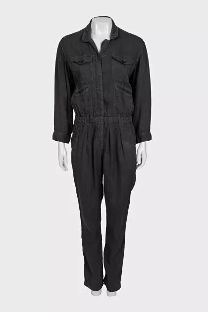 Blue linen jumpsuit with trousers