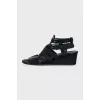 Black sandals with stingray leather inserts