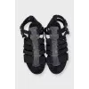 Black sandals with stingray leather inserts