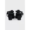 Black sandals with stingray leather inserts