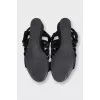 Black sandals with stingray leather inserts
