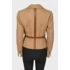 Wool leather inserts and belt jacket with tag