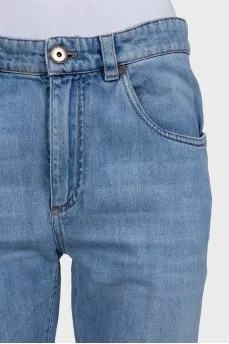 Tapered jeans with raw hem