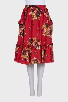 Floral print tie-up skirt with tag