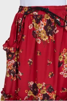 Floral print tie-up skirt with tag