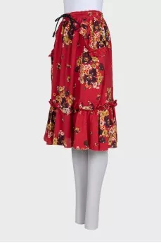 Floral print tie-up skirt with tag