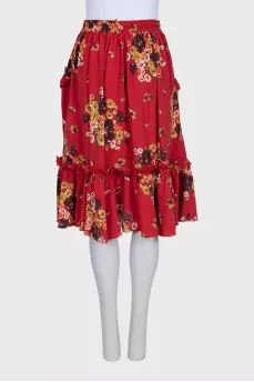 Floral print tie-up skirt with tag