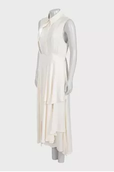 Asymmetrical white shirt dress