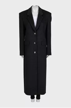 Straight wool coat with buttons