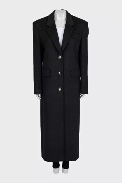 Straight wool coat with buttons