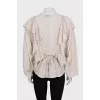 Loose-fitting ruffle blouse with tag