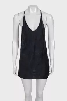 Silk mini dress with open back