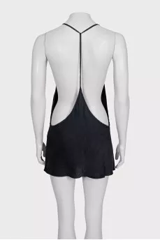 Silk mini dress with open back