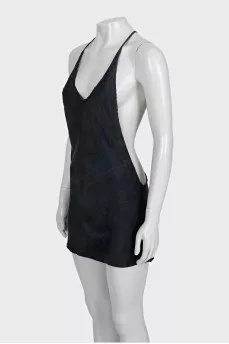 Silk mini dress with open back