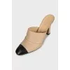 Beige mules with black toe