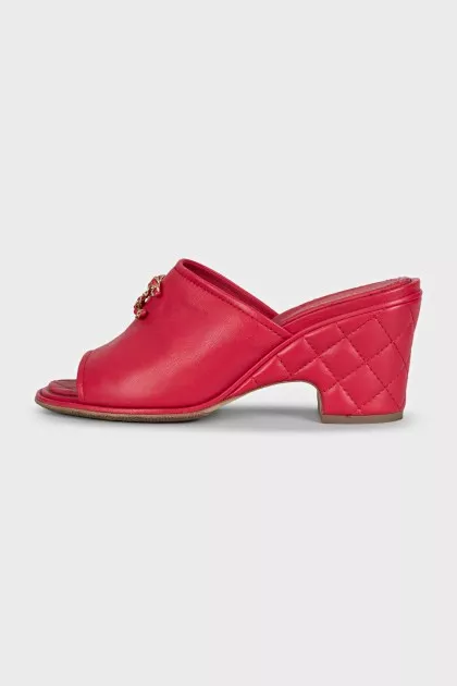 Quilted leather mules