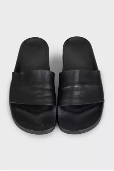 Men's leather flip flops with logo