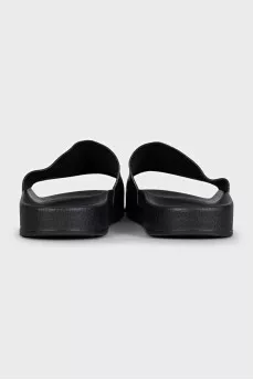 Men's leather flip flops with logo