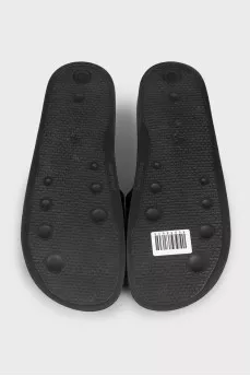 Men's leather flip flops with logo