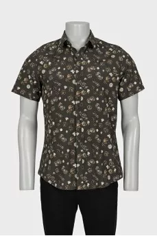 Men's green printed shirt
