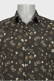 Men's green printed shirt