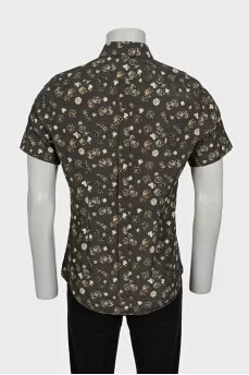Men's green printed shirt