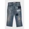 Джинсовые шорты skinny fit с потёртостями