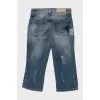 Джинсовые шорты skinny fit с потёртостями