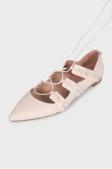 Leather lace-up shoes with tag
